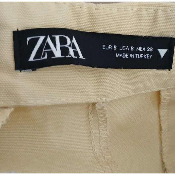 Zara Two Tone Wide Leg Pants Womens Size Medium 30 X 30 Cargo 100% Cotton Spring - Picture 8 of 11